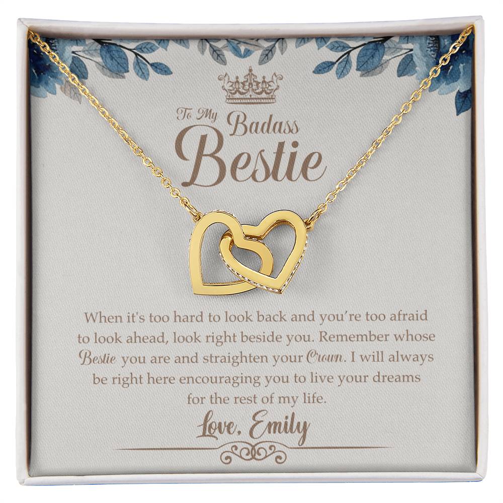 To My Badass Bestie Necklace Friendship Jewelry Gift Gift For Bestfriend Birthday Anniversary Gift Interlocking Hearts Necklace