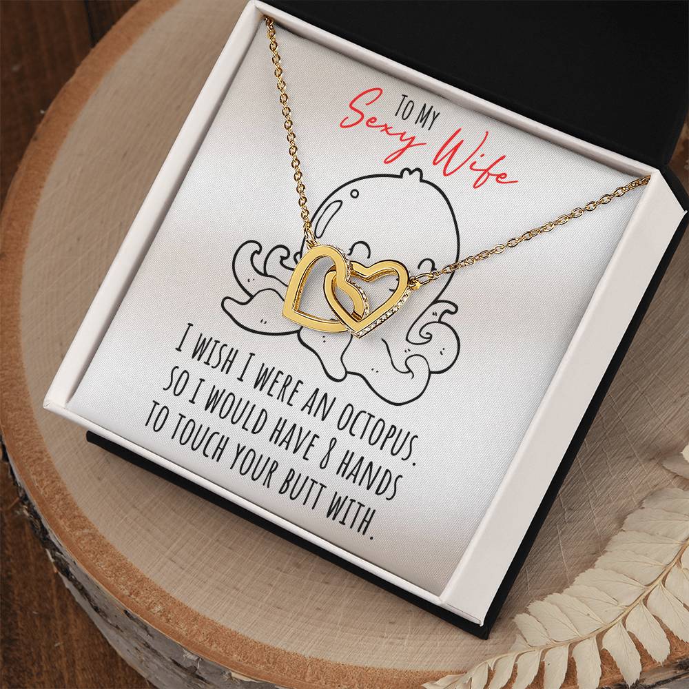 Funny Message Card With Awesome Necklace For Sexy Wife - Interlocking Heart Necklace Interlocking Hearts Necklace