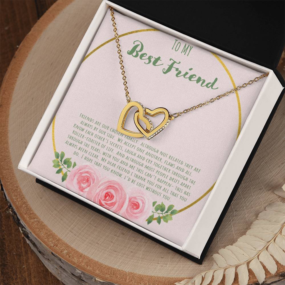 To My Bestfriend Our Friends Are Our Chosen Family Interlocking Hearts Necklace