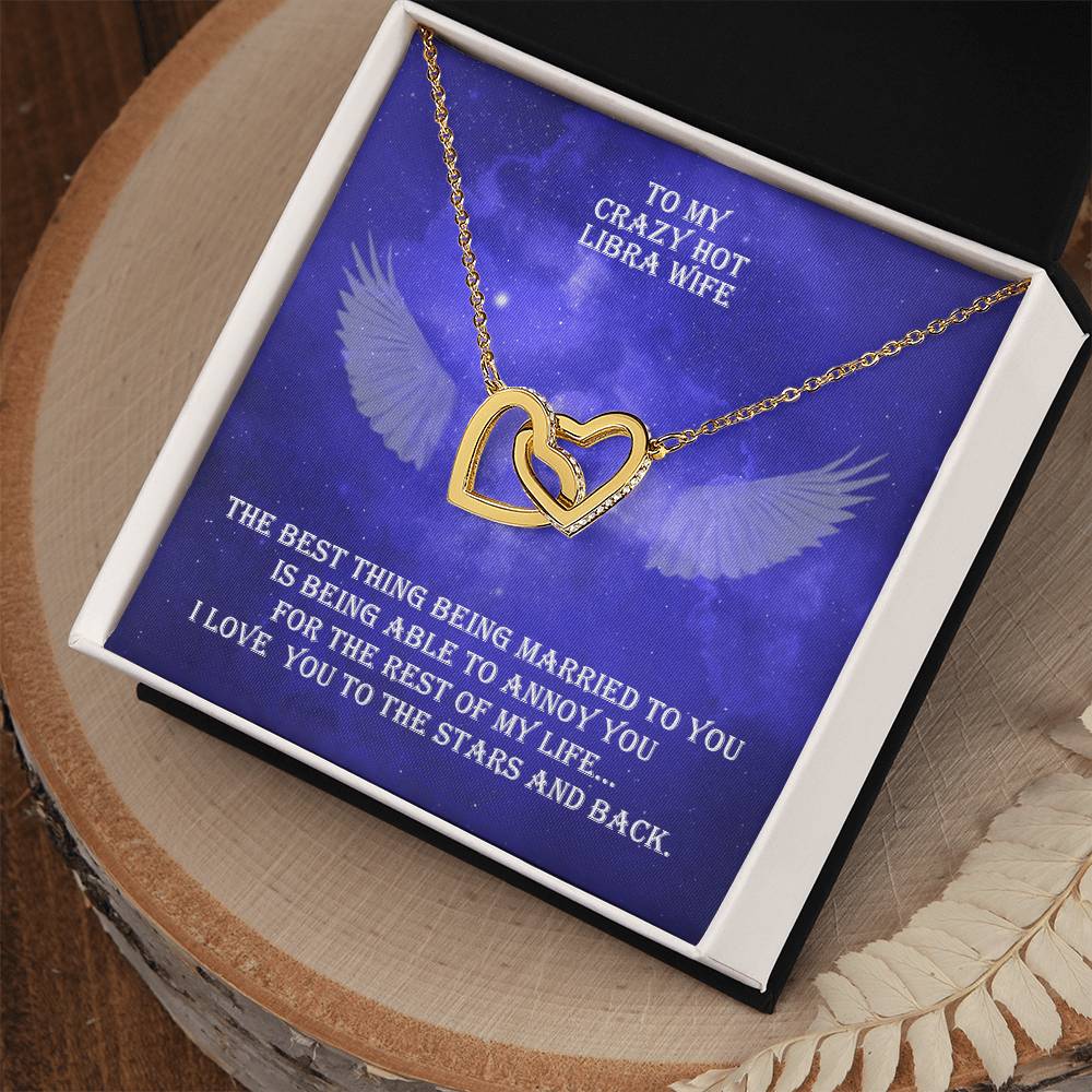 Hot Libra Wife Interlocked Hearts Necklace With Personal Message Card And Jewelry Box. Interlocking Hearts Necklace