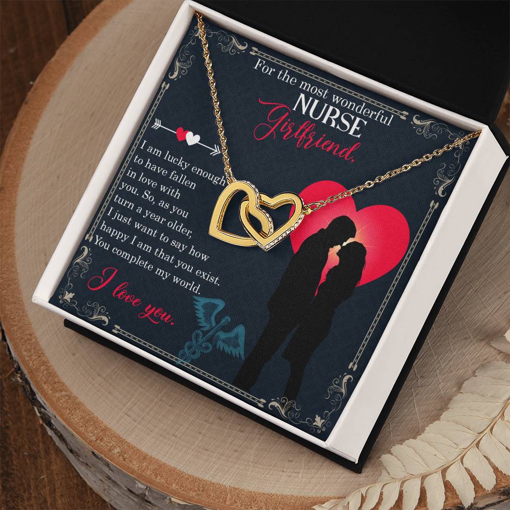 Gifts For Birhday Nurse Girlfriend Necklace Cards Anniversary Gifts For Women Gold Jewelry Interlocking Hearts Necklace