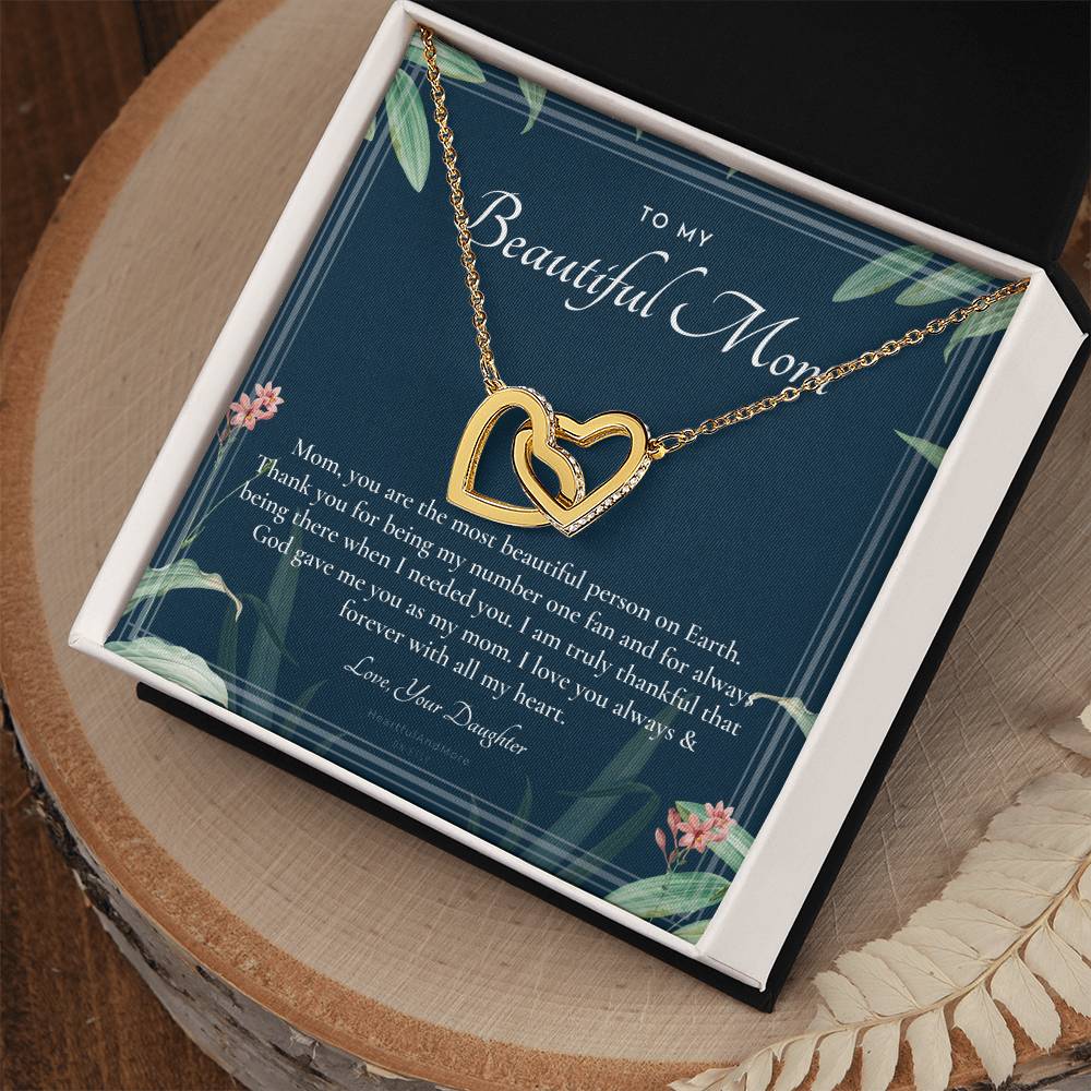 To My Beautiful Mom Necklace To Mom Gift Mom Gift Mom Necklace Jewelry From Daughter Gift Mom Birthday Christmas Mothers Day Interlocking Hearts Necklace