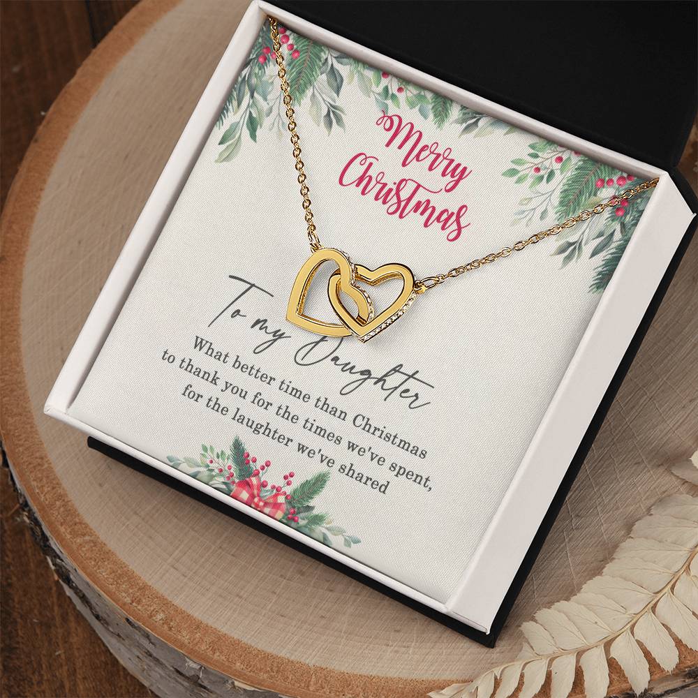 To My Daughter Interlocking Hearts Necklace Message Card