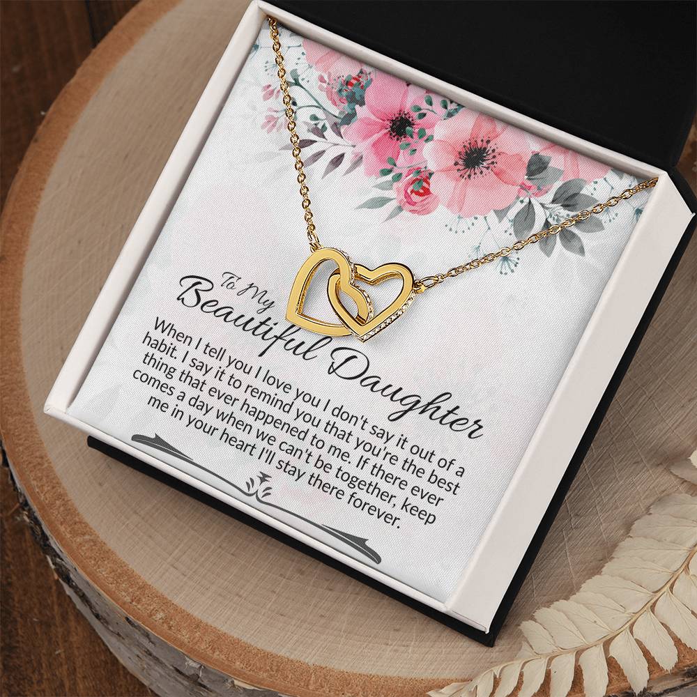 Interlocking Heart Necklace-To My Beautiful Daughter Interlocking Hearts Necklace