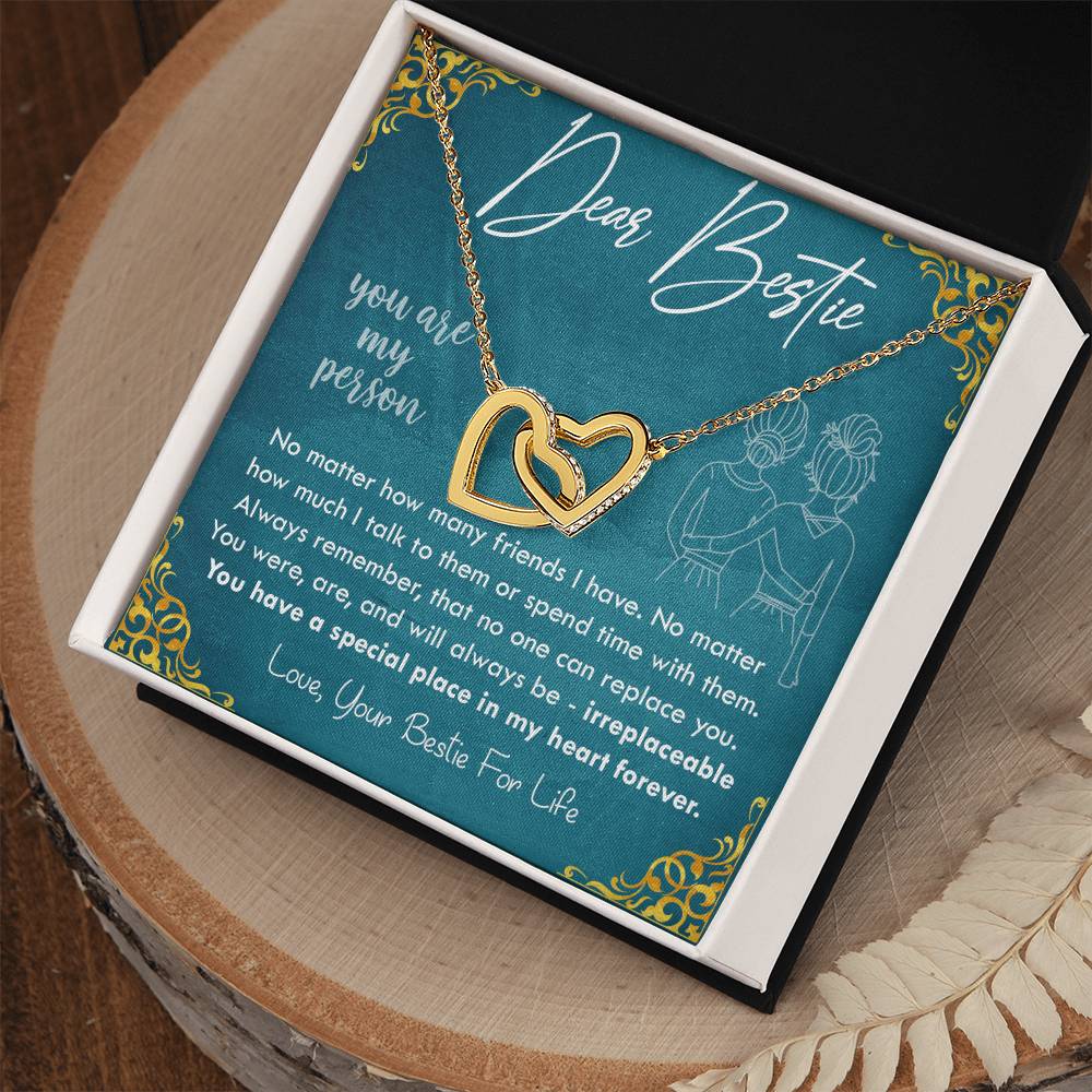 Dear Bestie - You Are My Person Interlocking Hearts Necklace