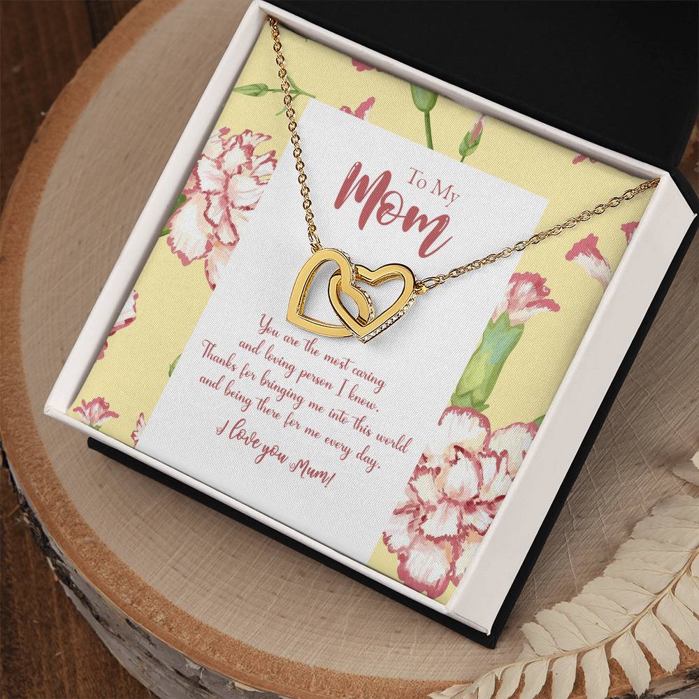 To My Mom You Are The Most Caring And Loving Person I Know Interlocking Hearts Necklace