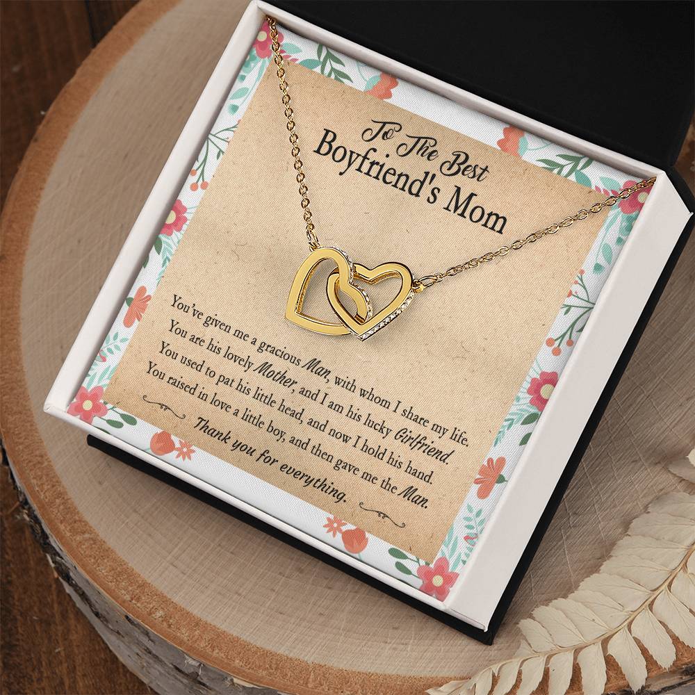 Gift For Boyfriend'S Mom - You'Ve Given Me A Gracious Man 2 - Interlocking Interlocking Hearts Necklace