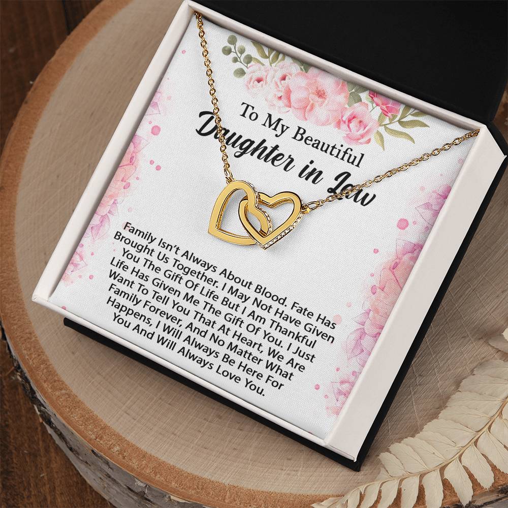 To My Beautiful Daughter In Law Hearts Necklace - Perfect Gift Interlocking Hearts Necklace