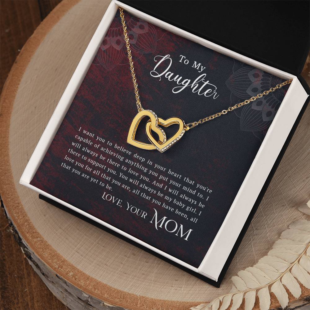 Collection Daughter - You Are Capable Of Achieving Anything Interlocking Hearts Necklace
