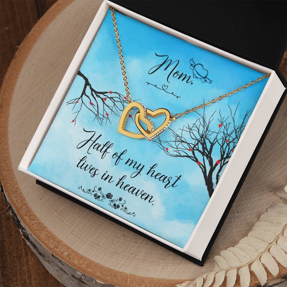 Mom Half Of My H Heart - Lives In Heaven - Interlocking Heart Necklace Interlocking Hearts Necklace