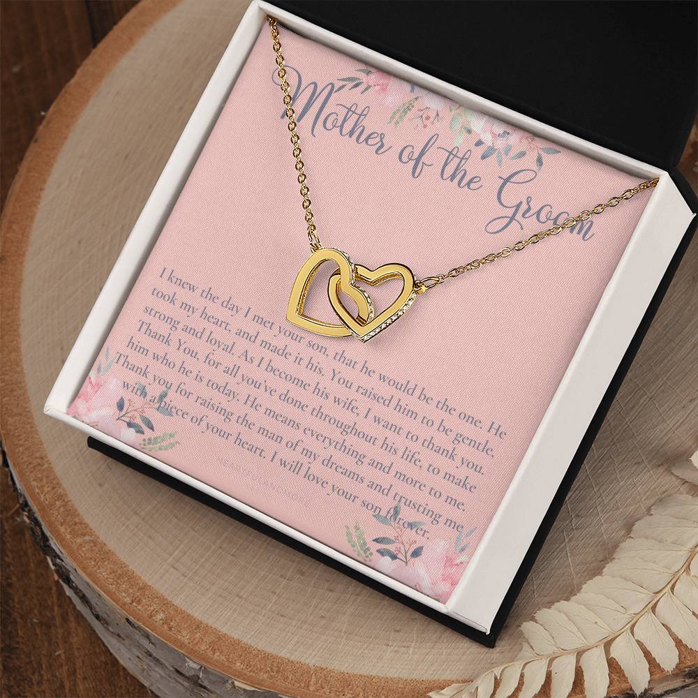 Mother Of The Groom Gift Necklace Wedding Gift Bridal Party Rehearsal Dinner Man Of My Dreams Parent Of Groom Mother In Law Gift Interlocking Hearts Necklace