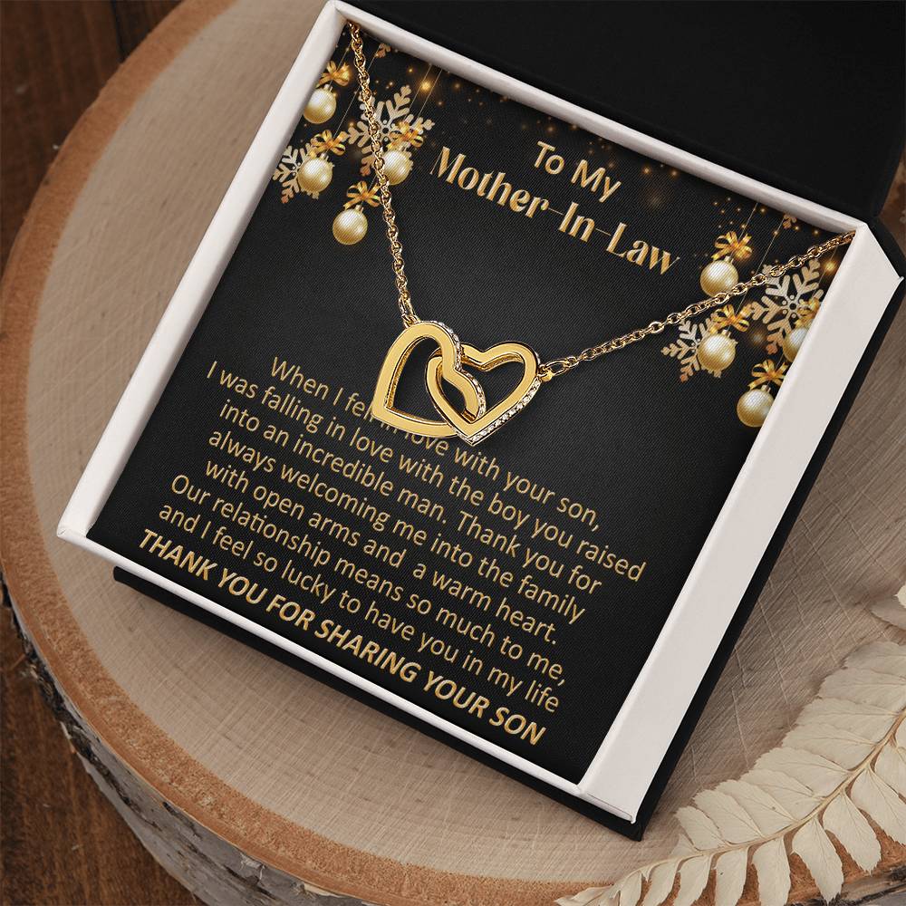 Gift For Mother-In-Law Christmas - So Lucky - Interlocking Interlocking Hearts Necklace