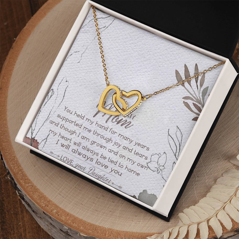 To My Mom Interlocking Hearts Necklace Message Card