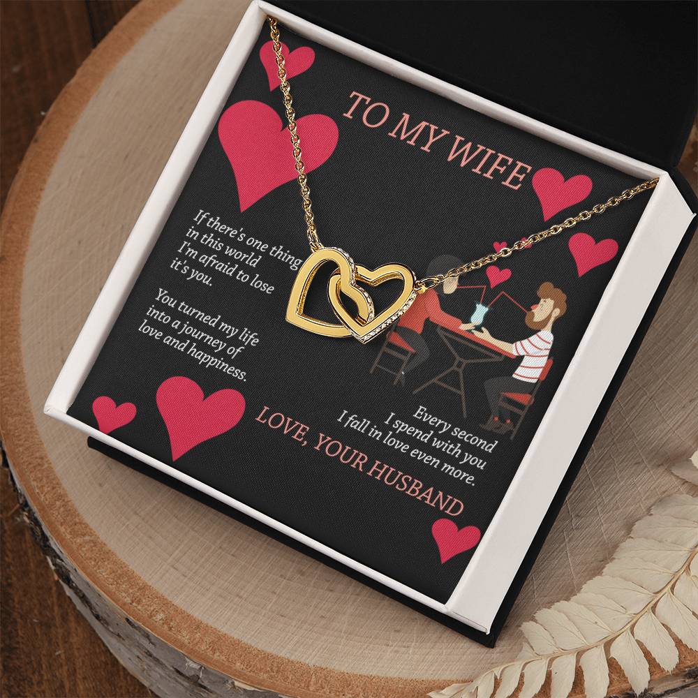 To My Wife - Interlocking Heart Necklace Interlocking Hearts Necklace