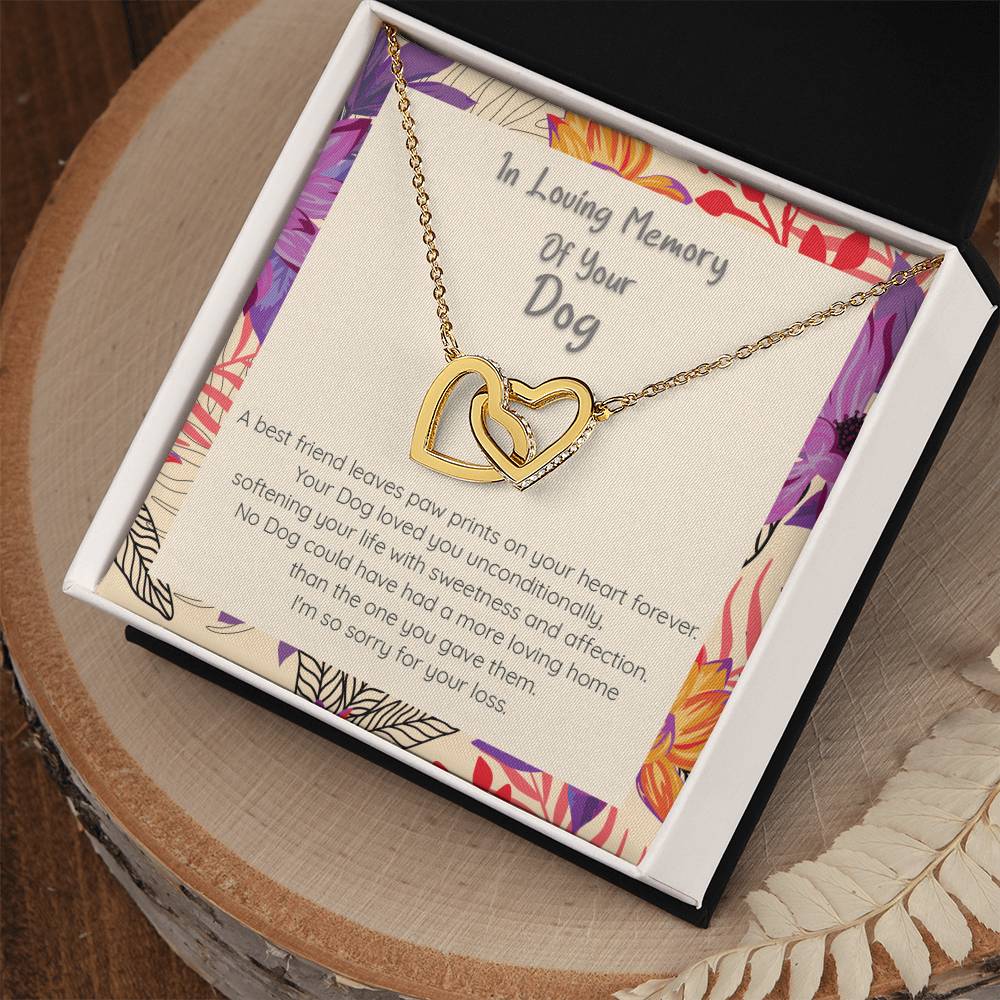 Loss Of Dog Loving Memory Of Your Best Friend - Connected Hearts Necklace Interlocking Hearts Necklace