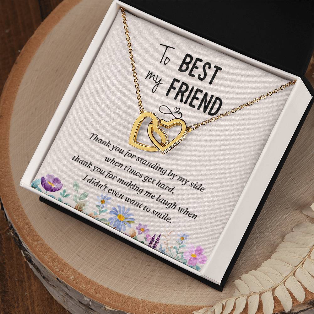 To My Best Friend-Thank You Interlocking Hearts Necklace