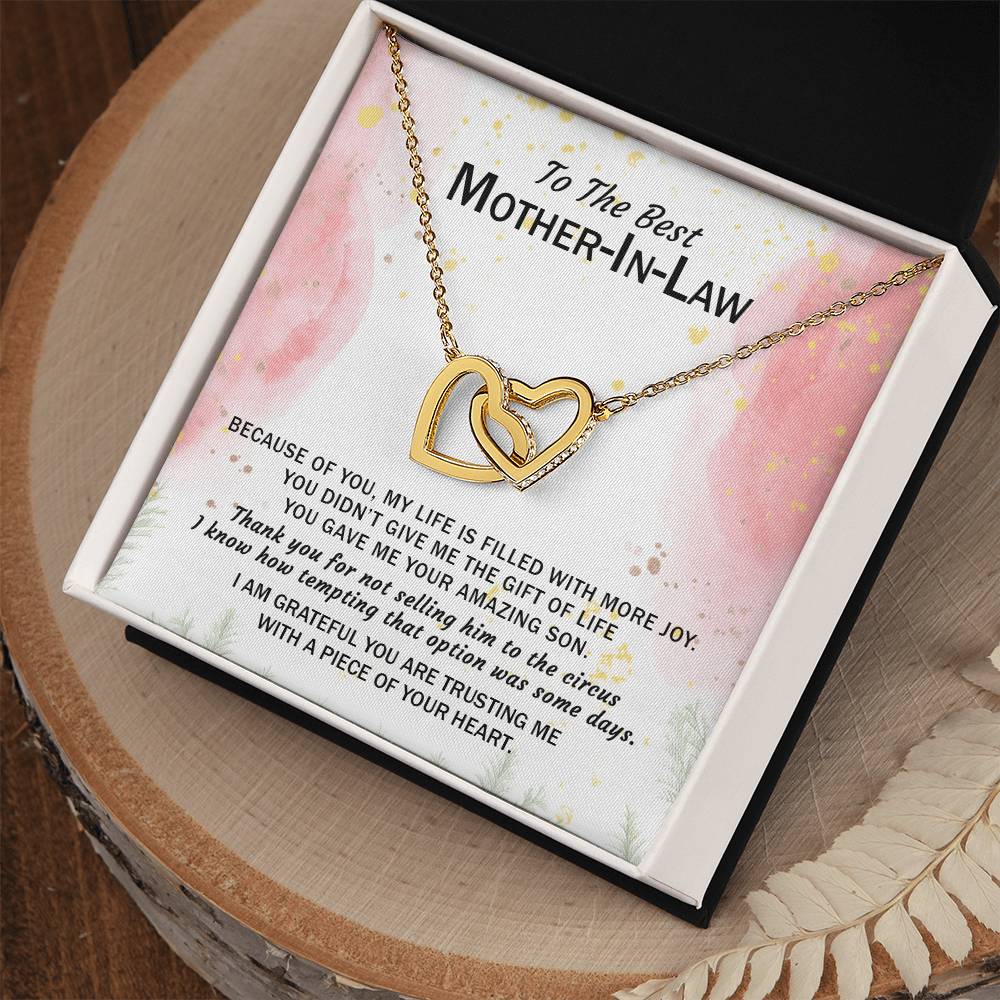 Gift For Mother-In-Law - My Life Is Filled With More Joy 3 - Interlocking Interlocking Hearts Necklace