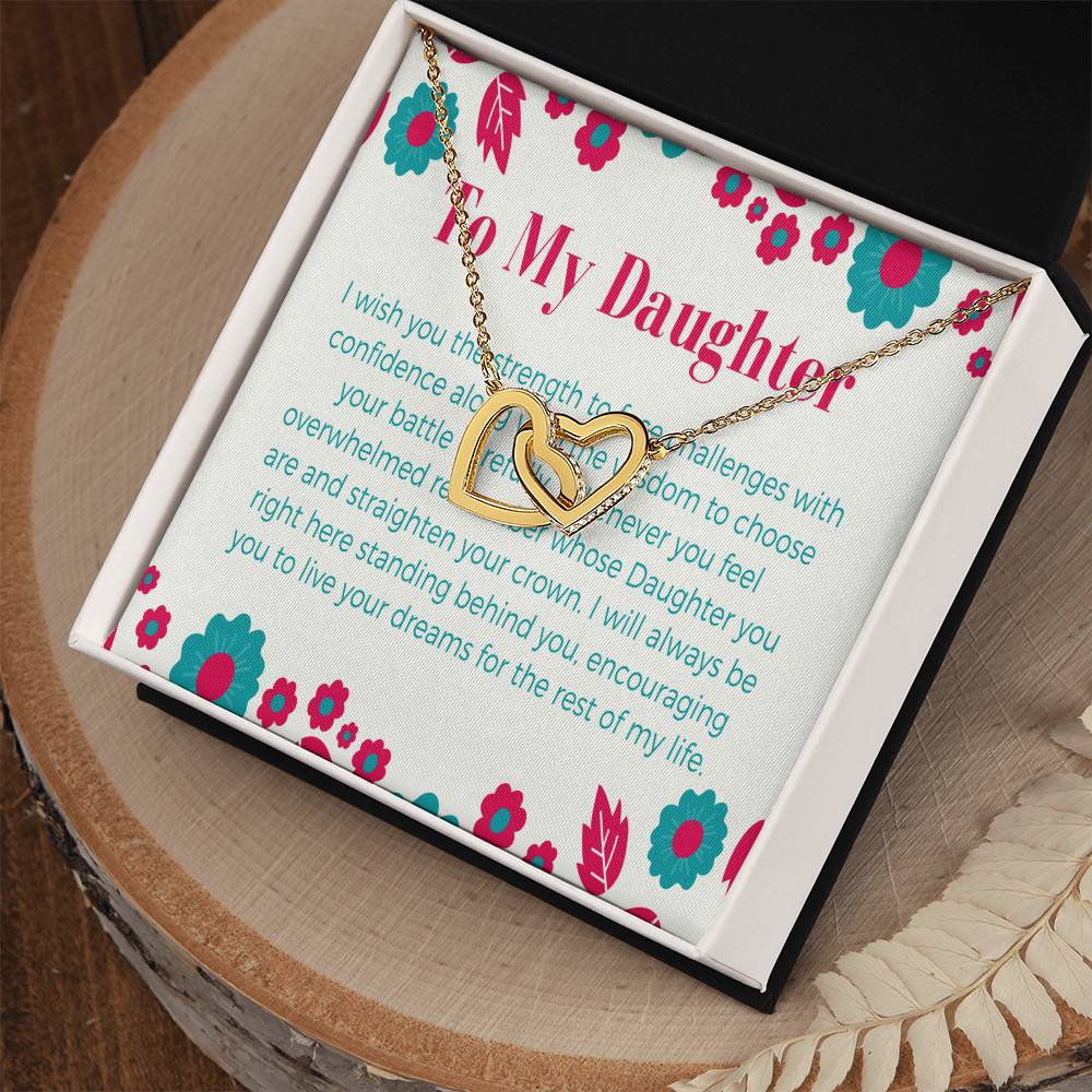 To My Daughter - Birthday Gift For Daughter From Mom Daughter Necklace From Mom Daughter Birthday Jewelry Interlocking Hearts Necklace