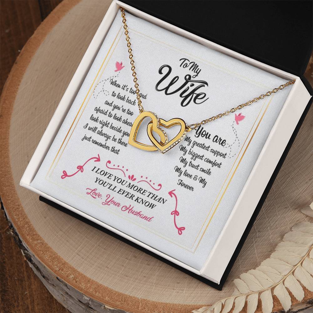 To My Wife Necklace From Husband Interlocking Hearts Necklace