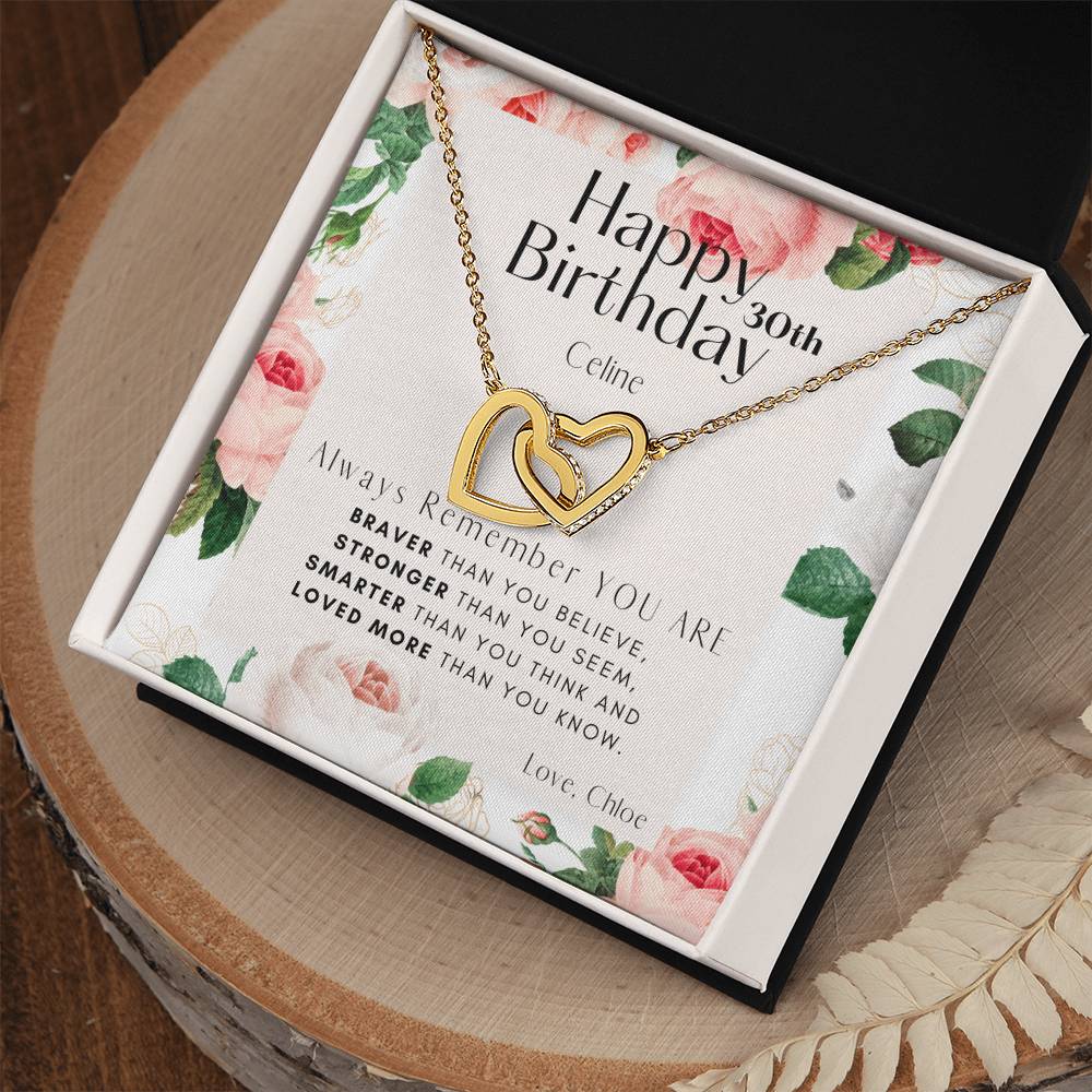 Birthday Interlocking Hearts Necklace