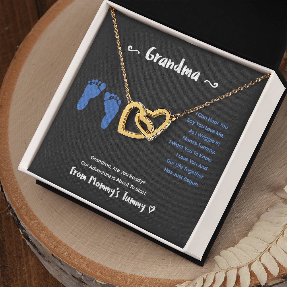 Grandma I Can Hear You Say You Love Me - Blue Version Interlocking Hearts Necklace