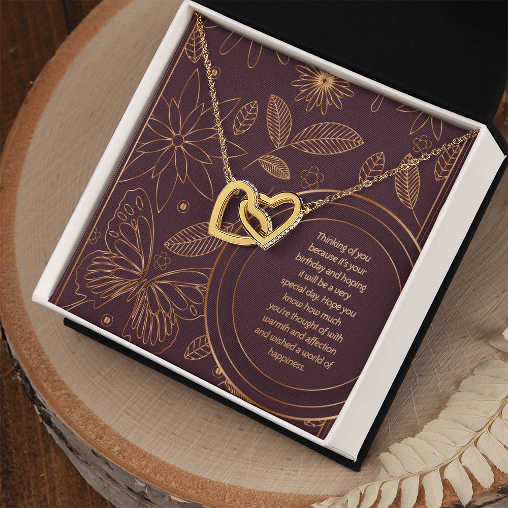 Birthday Edition Wishing You A World Of Happiness Mom! - Interlocking Hearts Necklace