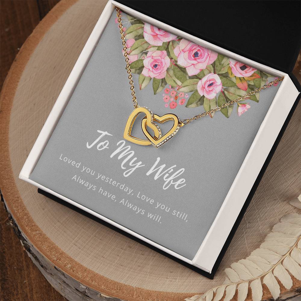 To My Wife Interlocking Heart Necklace Interlocking Hearts Necklace