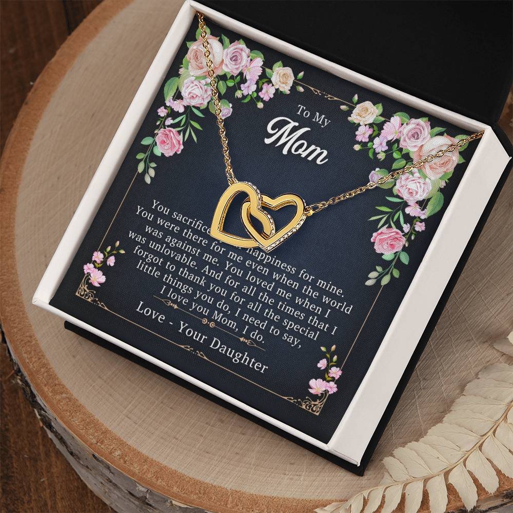 To My Mom - I Love You I Do - Necklace Interlocking Hearts Necklace