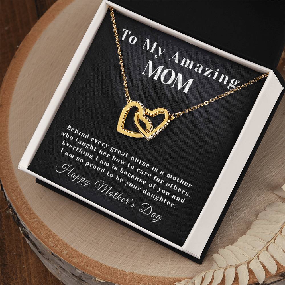 Amazing Mom - Interlocking Hearts - Mother'S Day - Nurse Interlocking Hearts Necklace