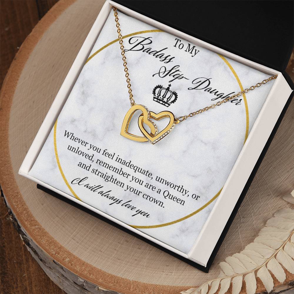 To My Badass Stepdaughter Interlocking Hearts Necklace