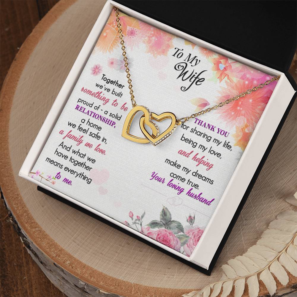 To My Wife Interlocking Hearts Necklace