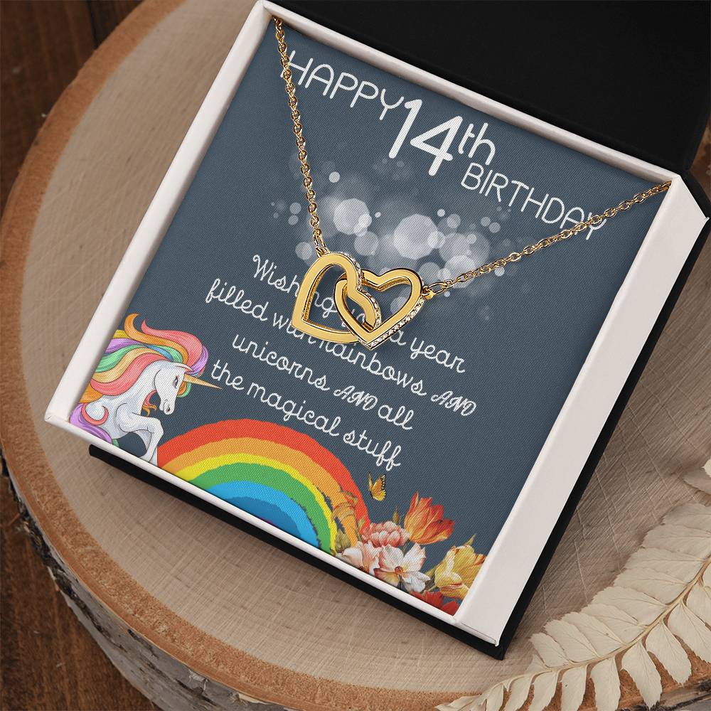 14Th Birthday Necklace Gifts For Girls Cute Unicorn 14 Years Old Girl Jewelry Gift For Daughter Niece Interlocking Necklace Xu246Il07 Interlocking Hearts Necklace