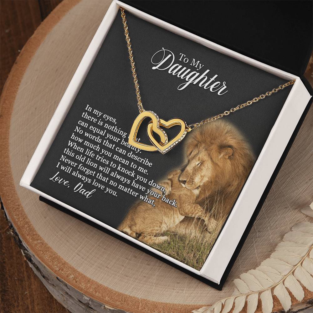 To My Daughter - There Is Nothing That Can Equal Your Beauty - Necklace Interlocking Hearts Necklace