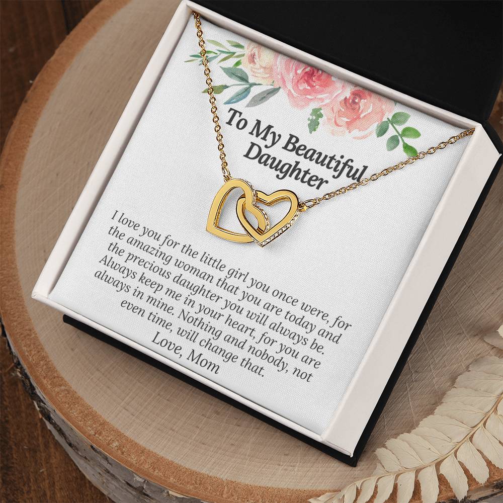 I Love You For The Precious Daughter You Will Always Be Necklace Interlocking Hearts Necklace
