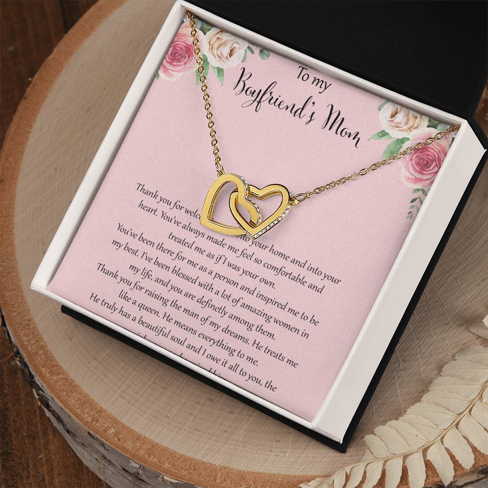 To My Boyfriends Mom - Pink Interlocking Hearts Necklace