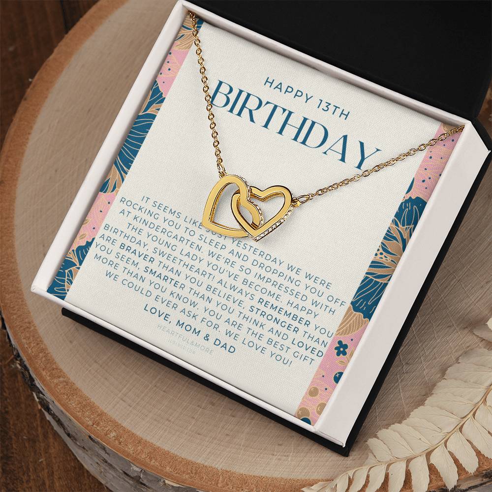 Gift For 13 Year Old Girl Gifts 13Th Birthday Girl 13Th Birthday Gift Thirteenth Birthday Necklace Teen Birthday Gift Official Teenager Interlocking Hearts Necklace