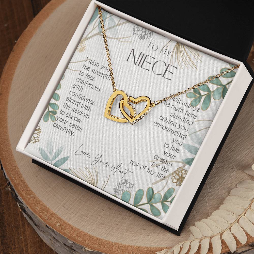 To My Niece Live Your Dreams Dragonfly Necklace Gift For Niece From Aunt Niece Birthday Graduation Christmas Present Interlocking Hearts Necklace