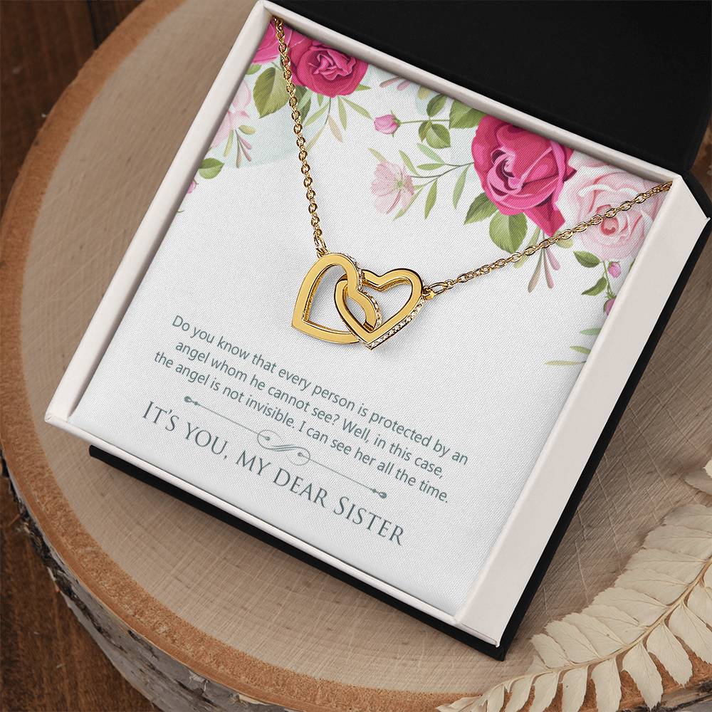 Gift For Sister - My Angel Necklace Interlocking Hearts Necklace