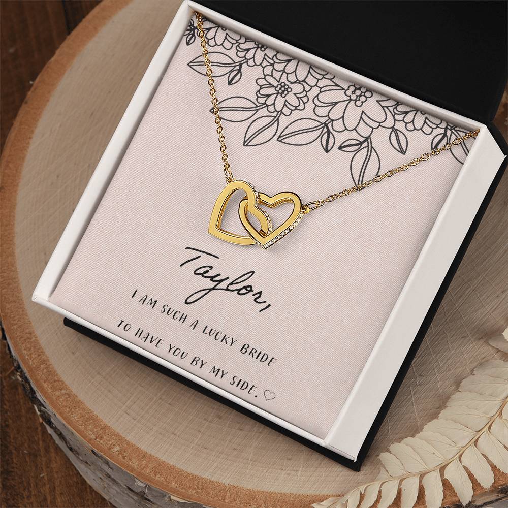 I Am Such A Happy Bride Interlocking Hearts Necklace