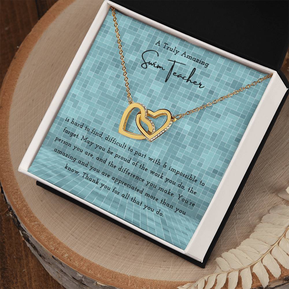 Gift For Swim Teacher Swim Teacher Appreciation Gift A Truly Amazing Swim Teacher Gift Interlocking Hearts Necklace