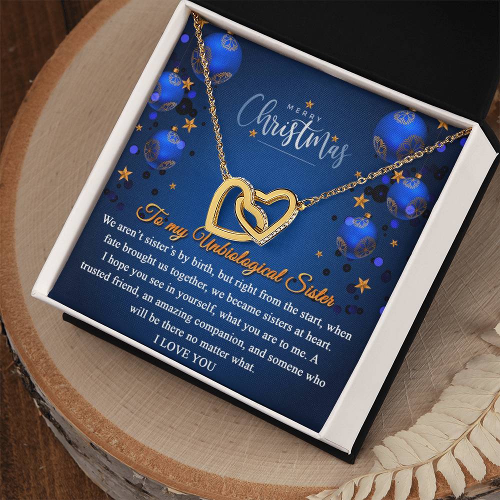 Merry Christmas To My Unbiological Sister Interlocked Hearts Necklace Interlocking Hearts Necklace