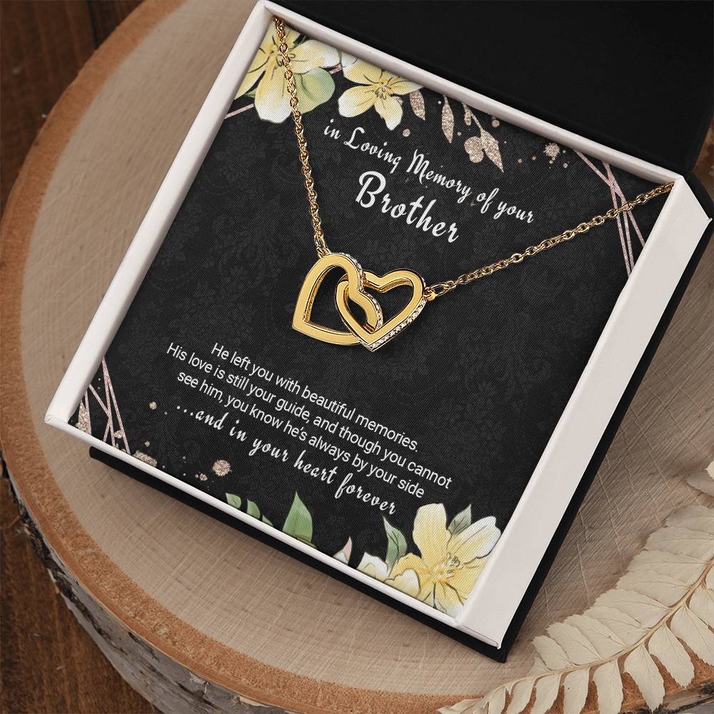 In Memory Brother Necklace Twin Hearts Sympathy Gift For Loss Of Brother Interlocking Hearts Necklace