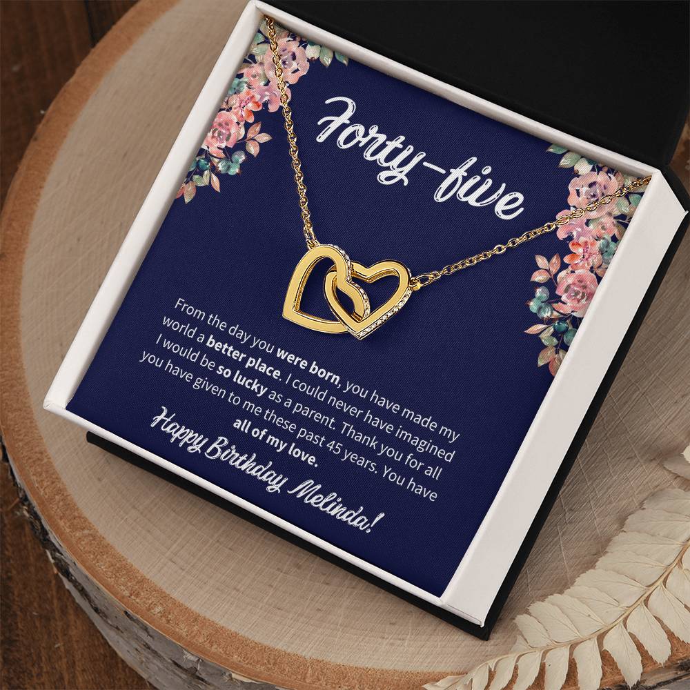 Forty-Five Birthday All Of My Love Interlocked Hearts Necklace Interlocking Hearts Necklace