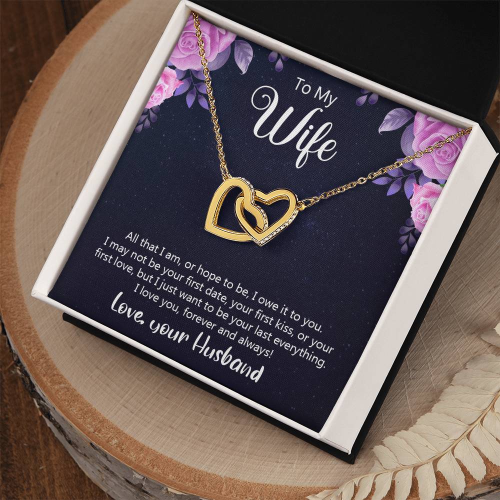 To My Wife - I Love You Forever Interlocking Hearts Necklace