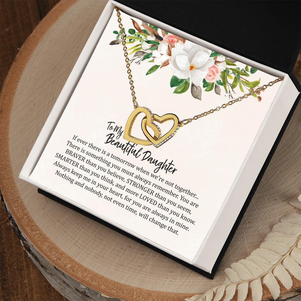 To My Beautiful Daughter- Interlocked Hearts Necklace Interlocking Hearts Necklace