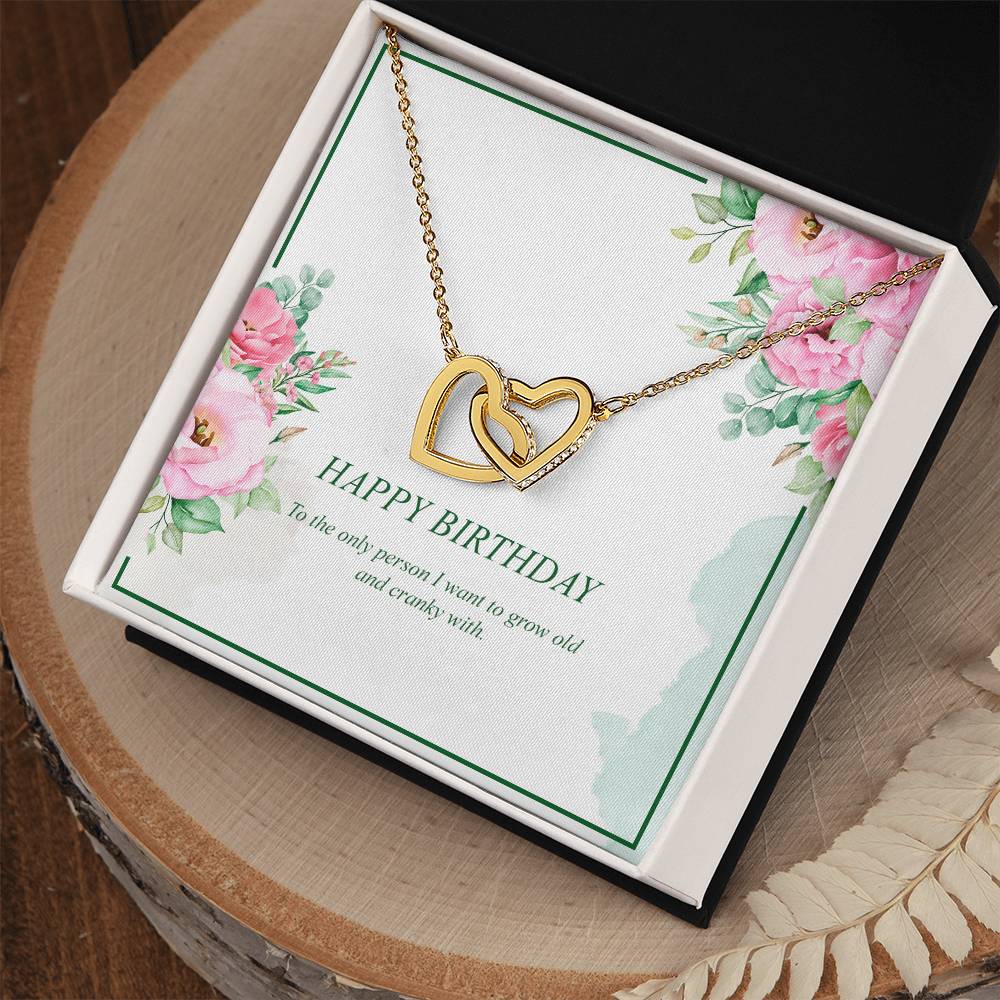 Happy Birthday Wife-Interlocking Heart Necklace Interlocking Hearts Necklace