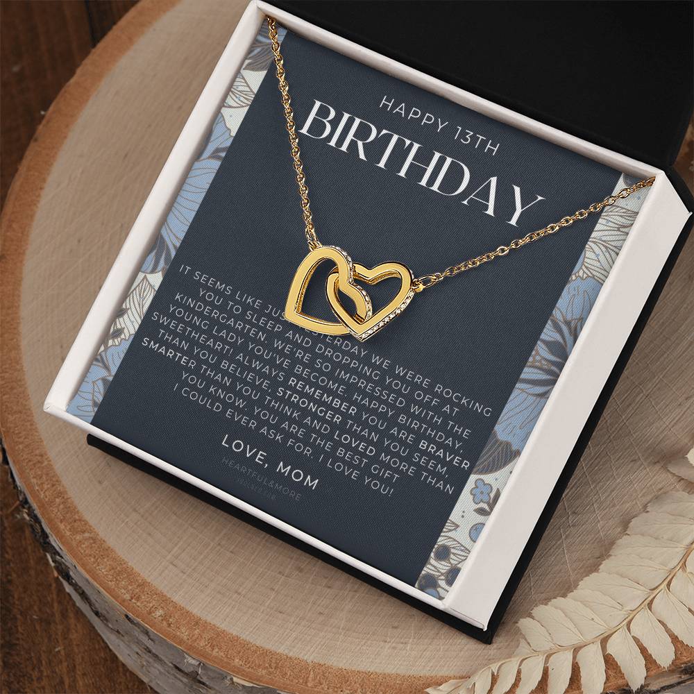 Gift For 13 Year Old Girl Gifts 13Th Birthday Girl 13Th Birthday Gift Thirteenth Birthday Necklace Teen Birthday Gift Official Teenager Interlocking Hearts Necklace