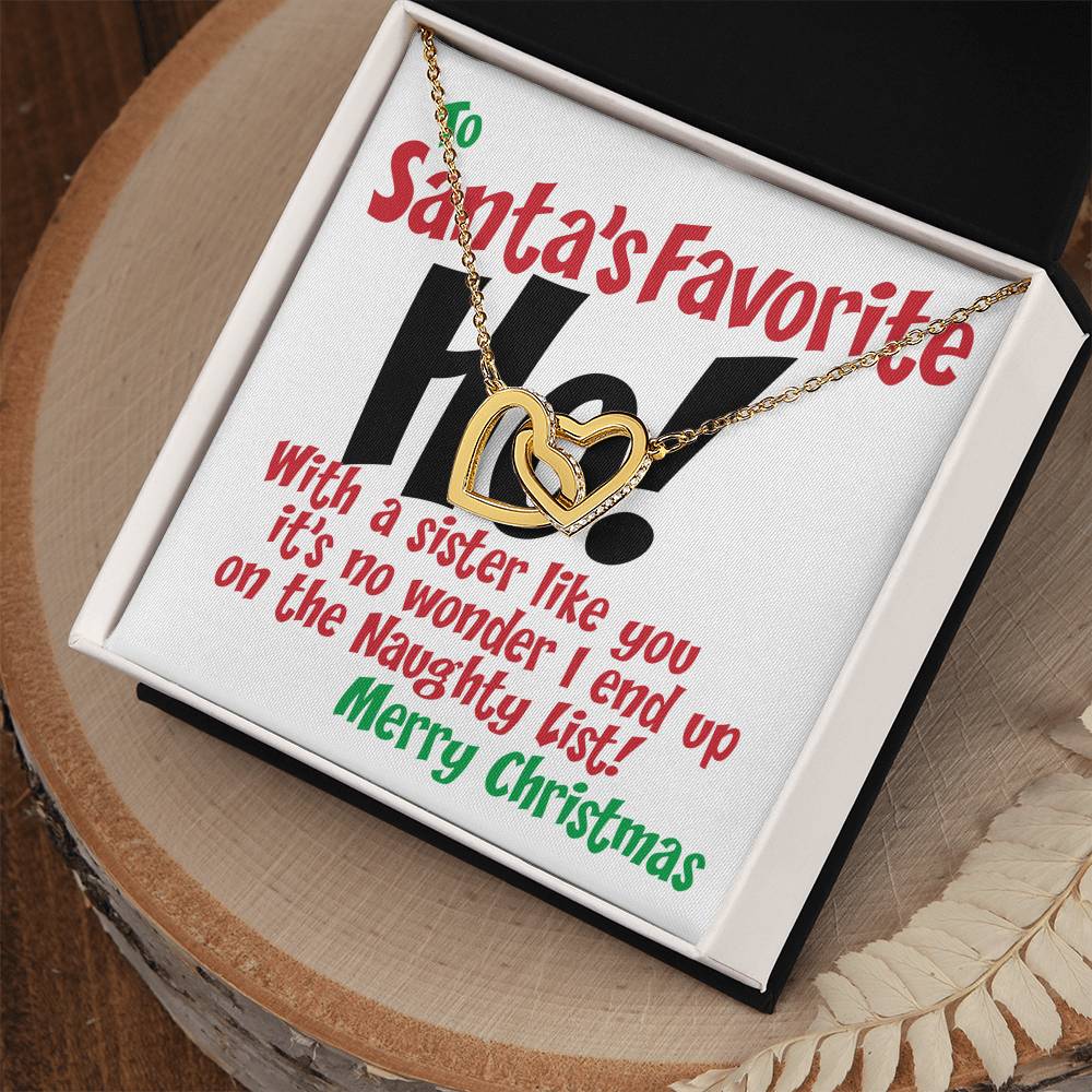 Santa'S Favorite Ho! Interlocking Hearts Necklace