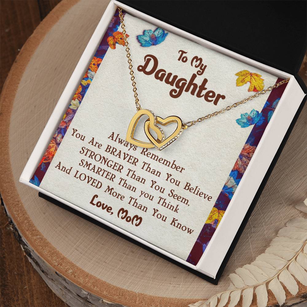 Interlocking Hearts Necklace For Daughter With Message Card