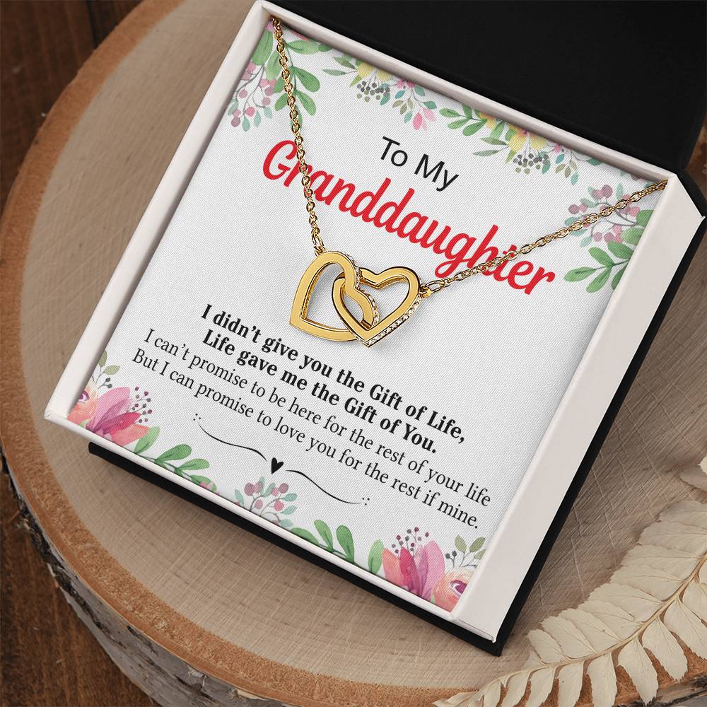 To My Granddaughter - I Love You For The Rest Of My Life Interlocking Hearts Necklace